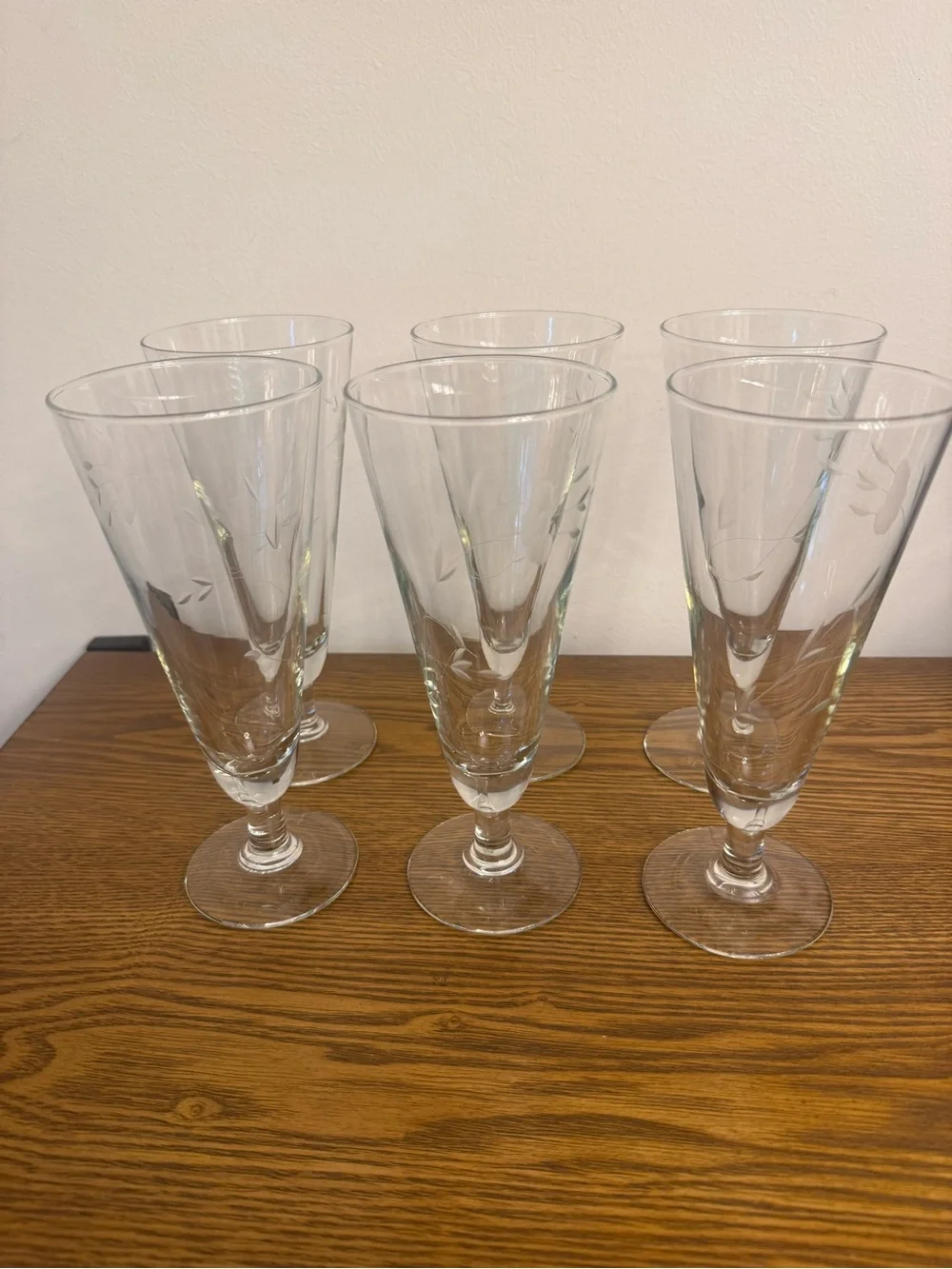 Vintage Princess House Heritage Crystal Pilsner Glasses - Set of 6 - EUC